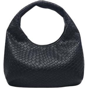 imageVerdusa Womens Woven Leather Hobo Shoulder Bags Top Handle Braided Underarm PurseBlack