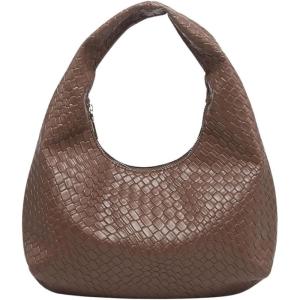 imageVerdusa Womens Woven Leather Hobo Shoulder Bags Top Handle Braided Underarm PurseBrown