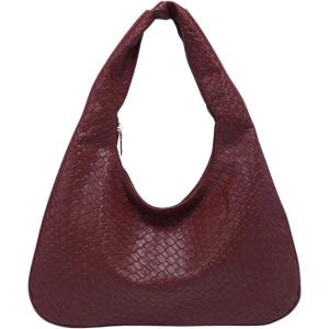 imageVerdusa Womens Woven Leather Hobo Shoulder Bags Top Handle Braided Underarm PurseBurgundy