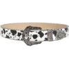 imageVerdusa Womens Cow Print Western Leather Belt Fashion Waist BeltsBlack White Multi