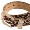 imageVerdusa Womens Cow Print Western Leather Belt Fashion Waist BeltsMulticolora