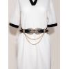 imageVerdusa Womens Double Buckle Chain Cowgirl Belts Leather Elastic Waist BeltBlack