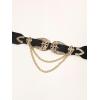 imageVerdusa Womens Double Buckle Chain Cowgirl Belts Leather Elastic Waist BeltBlack
