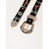 imageVerdusa Womens Floral Embroidery Square Buckle Leather Belts Vintage BeltBlack Multi