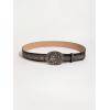 imageVerdusa Womens Floral Embroidery Square Buckle Leather Belts Vintage BeltGun Black