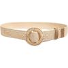 imageVerdusa Womens Round Buckle Elastic Straw Belts Boho Waist BeltBeige Beaded
