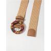 imageVerdusa Womens Round Buckle Elastic Straw Belts Boho Waist BeltBrown