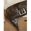 imageVerdusa Womens Vintage PU Leather Shoulder Bag Zipper Underarm BagsBrown