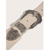 imageVerdusa Womens Vintage Western Leather Belt Double Buckle Cowgirl Waist BeltsApricot
