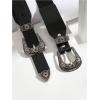 imageVerdusa Womens Vintage Western Leather Belt Double Buckle Cowgirl Waist BeltsBlack Sliver