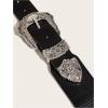 imageVerdusa Womens Vintage Western Leather Belt Double Buckle Cowgirl Waist BeltsSliver Black