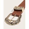 imageVerdusa Womens Western Cowgirl Buckle PU Leather Waist Belts Vintage BeltBrown