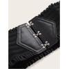 imageVerdusa Womens Wide Corset Belt Elastic Waist Waistband Ruffle BeltsBlack