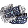 imageVerdusa Womens Cow Print Western Leather Belt Fashion Waist BeltsBlue