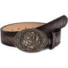 imageVerdusa Womens Floral Embroidery Square Buckle Leather Belts Vintage BeltGun Black