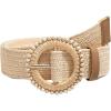 imageVerdusa Womens Round Buckle Elastic Straw Belts Boho Waist BeltBeige Beaded