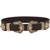 imageVerdusa Womens Vintage Western Leather Belt Double Buckle Cowgirl Waist BeltsBlack