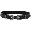 imageVerdusa Womens Vintage Western Leather Belt Double Buckle Cowgirl Waist BeltsBlack Sliver