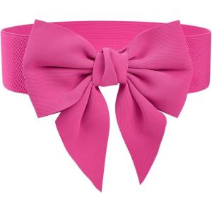 imageVerdusa Womens Bow Knot Wide Elastic Waist Belt Stretchy WaistbandHot Pink