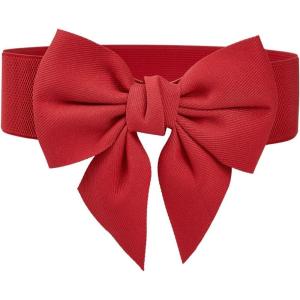 imageVerdusa Womens Bow Knot Wide Elastic Waist Belt Stretchy WaistbandRed