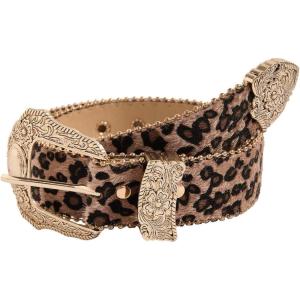imageVerdusa Womens Cow Print Western Leather Belt Fashion Waist BeltsMulticolora