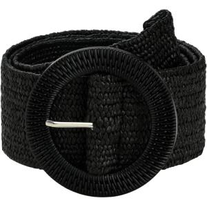 imageVerdusa Womens Round Buckle Elastic Straw Belts Boho Waist BeltBlack