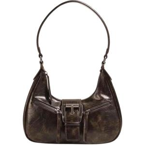 imageVerdusa Womens Vintage PU Leather Shoulder Bag Zipper Underarm BagsBrown