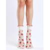 imageVerdusa Womens 2 Pairs Ruffle Socks  Sheer Mesh Thin Transparent Ankle SocksWhite Red