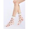 imageVerdusa Womens 2 Pairs Ruffle Socks  Sheer Mesh Thin Transparent Ankle SocksWhite Red