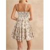 imageVerdusa Womens Floral Print Ruched Sleeveless Ruffle Hem A Line Swing Cami DressBeige