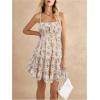 imageVerdusa Womens Floral Print Ruched Sleeveless Ruffle Hem A Line Swing Cami DressBeige