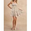 imageVerdusa Womens Floral Print Ruched Sleeveless Ruffle Hem A Line Swing Cami DressBeige