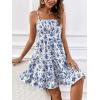 imageVerdusa Womens Floral Print Ruched Sleeveless Ruffle Hem A Line Swing Cami DressBlue and White