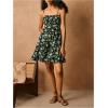imageVerdusa Womens Floral Print Ruched Sleeveless Ruffle Hem A Line Swing Cami DressGreen and Black