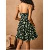 imageVerdusa Womens Floral Print Ruched Sleeveless Ruffle Hem A Line Swing Cami DressGreen and Black