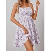 imageVerdusa Womens Floral Print Ruched Sleeveless Ruffle Hem A Line Swing Cami DressPurple