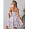 imageVerdusa Womens Floral Print Ruched Sleeveless Ruffle Hem A Line Swing Cami DressPurple