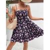 imageVerdusa Womens Floral Print Ruched Sleeveless Ruffle Hem A Line Swing Cami DressPurple and Black