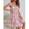 imageVerdusa Womens Floral Print Ruched Sleeveless Ruffle Hem A Line Swing Cami DressRed