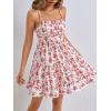 imageVerdusa Womens Floral Print Ruched Sleeveless Ruffle Hem A Line Swing Cami DressRed