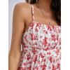 imageVerdusa Womens Floral Print Ruched Sleeveless Ruffle Hem A Line Swing Cami DressRed