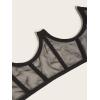 imageVerdusa Womens Lace Up Bustier Corset Sheer Mesh Underbust Cincher Wide Belt