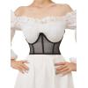 imageVerdusa Womens Lace Up Bustier Corset Sheer Mesh Underbust Cincher Wide Belt