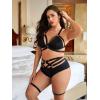 imageVerdusa Womens Plus Size Strappy Harness Garter Lingerie Sets Bra and PantyBlack
