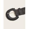 imageVerdusa Womens Round Buckle Straw Belts Boho Braided Waist BeltBlack