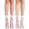 imageVerdusa Womens 2 Pairs Ruffle Socks  Sheer Mesh Thin Transparent Ankle SocksWhite Red