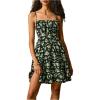 imageVerdusa Womens Floral Print Ruched Sleeveless Ruffle Hem A Line Swing Cami DressGreen and Black