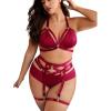imageVerdusa Womens Plus Size Strappy Harness Garter Lingerie Sets Bra and PantyBurgundy