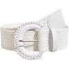 imageVerdusa Womens Round Buckle Straw Belts Boho Braided Waist BeltWhite
