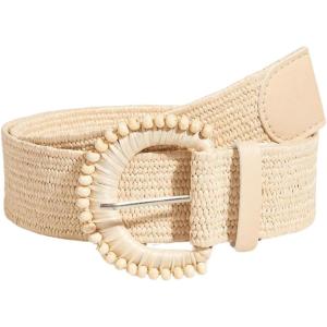 imageVerdusa Womens Round Buckle Straw Belts Boho Braided Waist BeltApricot